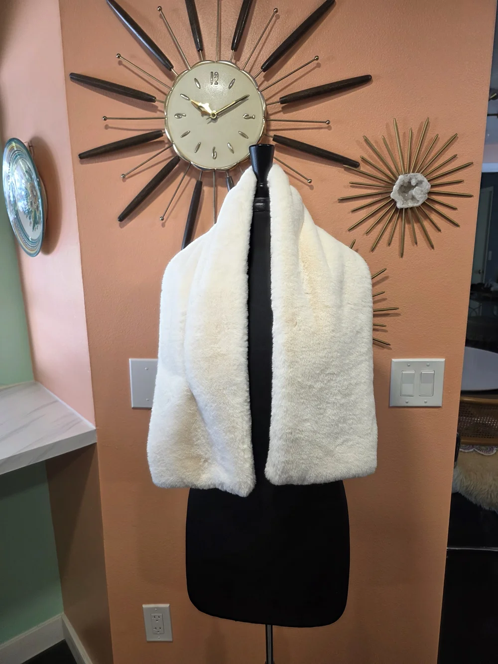 Apparis Cream Faux Fur Wrap Scarf Mobwife Boho Chic Winter Cozy Babe